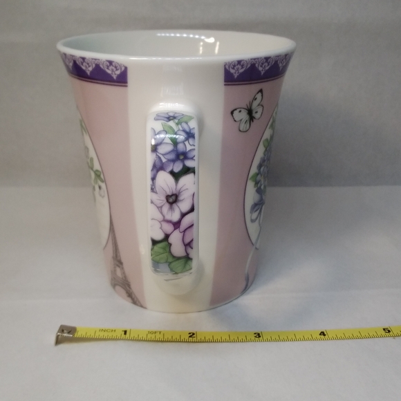All For You MUG Purple & Blue Flowers in Basket Butterfly Eiffel Tower 12 oz Cup - Picture 2 of 12